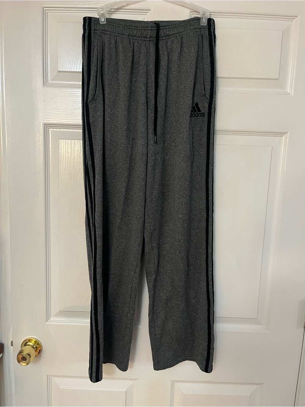 adidas Dark Gray Joggers with Black Side Stripes